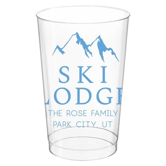 Mountain Ski Lodge Clear Plastic Cups